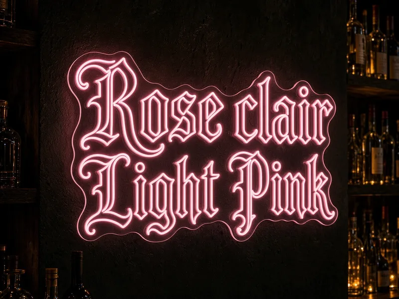 Neón LED rosa claro de Helioneon: letras rosa pastel sobre acrílico transparente, decoración de boda o salón de belleza