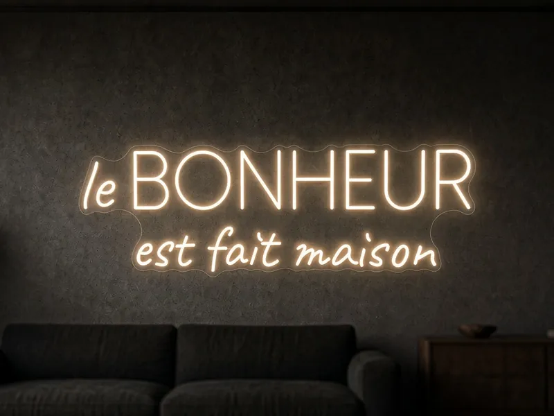 Insegna neon LED su misura Le Bonheur est fait maison