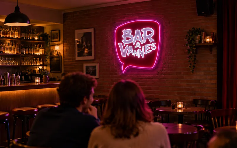 Individuelles LED-Neonschild Bar à Vannes vor Ort
