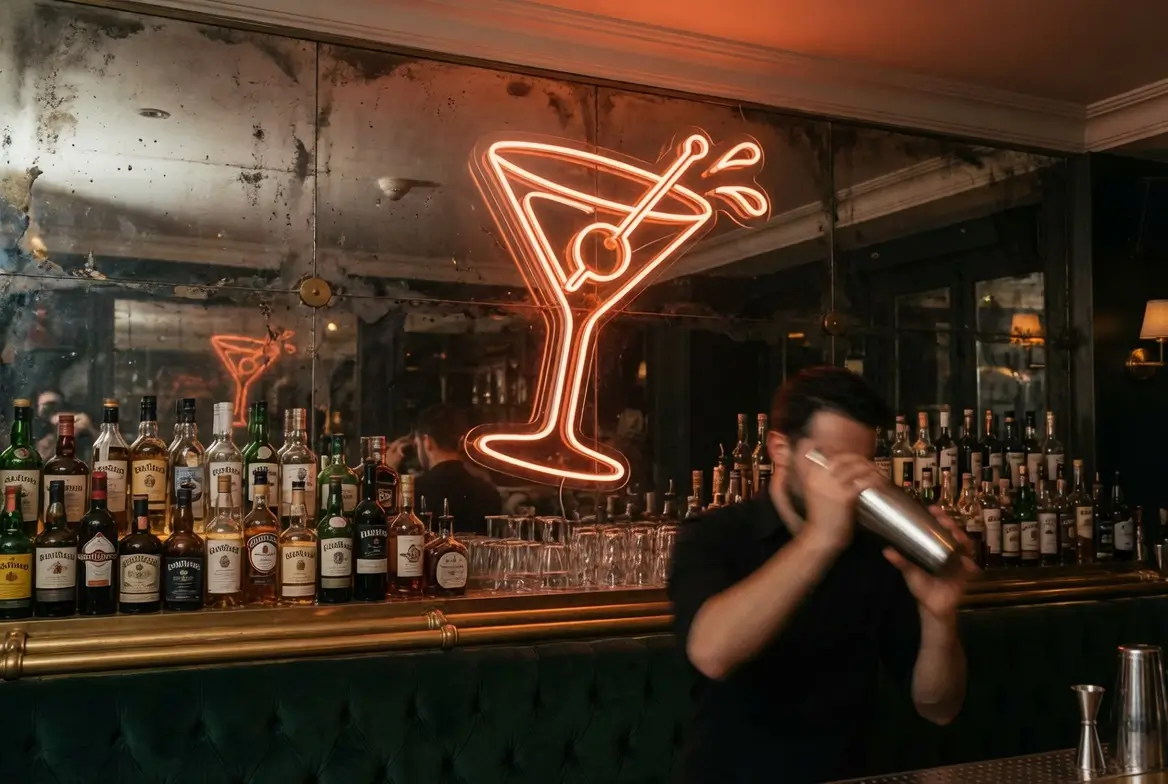 Bar Le Zinc — néon verre à cocktail