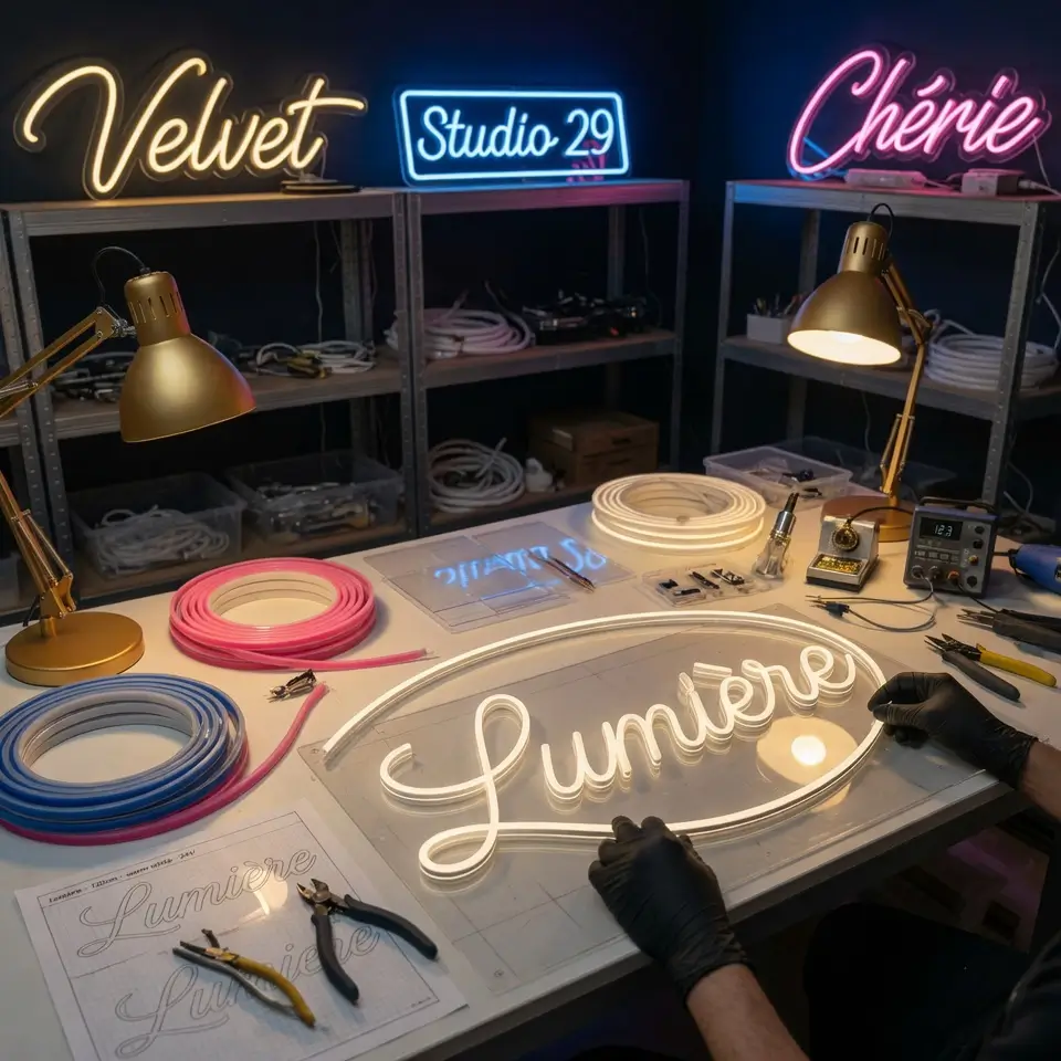 Atelier Helioneon — fabrication artisanale de neons LED personnalises en France
