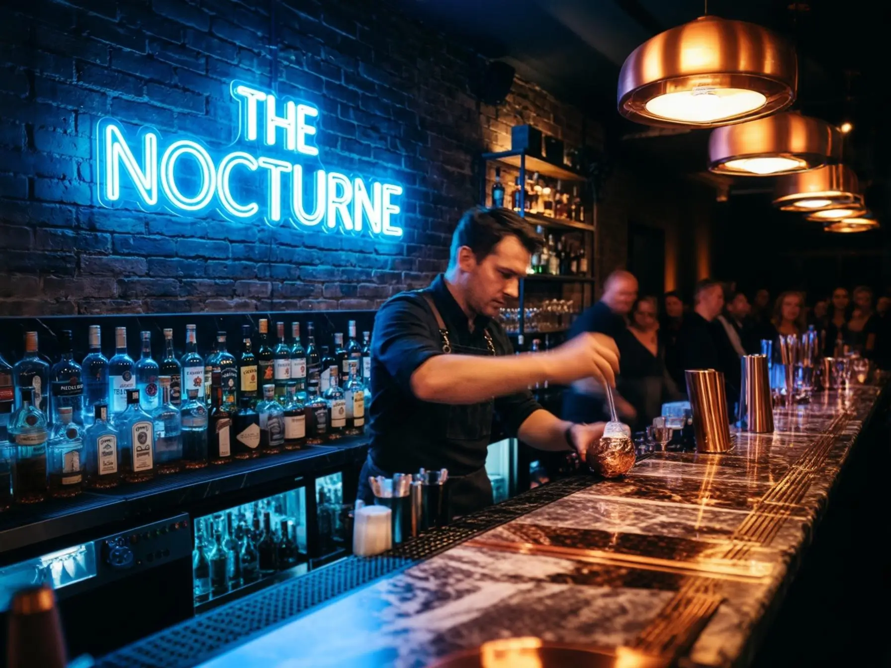Enseigne néon LED bar Ajaccio route des Sanguinaires création lumineuse
