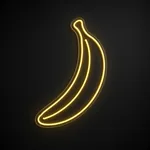 Néon LED Banana jaune chaud, sur plaque en acrylique transparent découpée à la forme