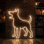 Néon LED Barking Dog allumé, mis en situation dans un intérieur