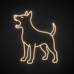 Néon LED Barking Dog blanc chaud, sur plaque en acrylique transparent découpée à la forme