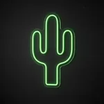 Néon LED Cactus vert, sur plaque en acrylique transparent découpée à la forme