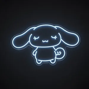 Néon LED Cinnamoroll em azul néon sobre placa de acrílico transparente recortada