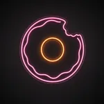 Néon LED Donut rose et orange, sur plaque en acrylique transparent découpée à la forme