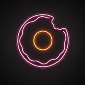 Néon LED Donut rose et orange, sur plaque en acrylique transparent découpée à la forme
