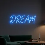 Néon LED Dream allumé, mis en situation dans un intérieur