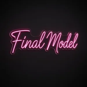 Néon LED Final Model rose, sur plaque en acrylique transparent découpée à la forme