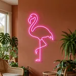 Néon LED Flamingo allumé, mis en situation dans un intérieur