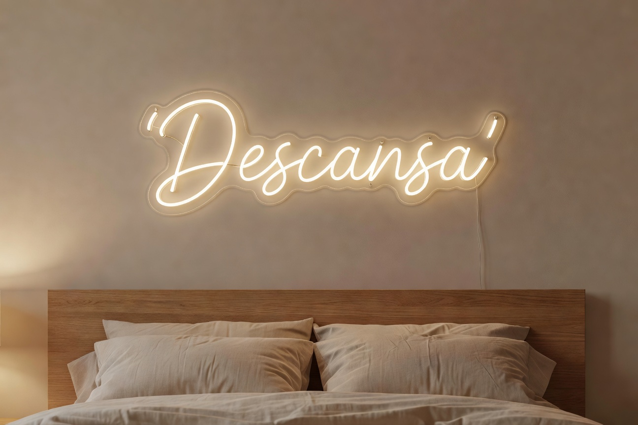 Neón LED Descansa en dormitorio acogedor con luz cálida nocturna