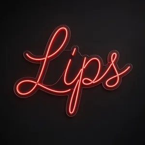 Néon LED Lips rouge, sur plaque en acrylique transparent découpée à la forme
