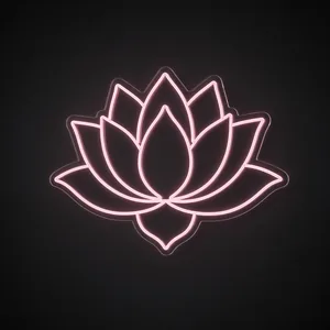 Néon LED Lotus Flower rose, sur plaque en acrylique transparent découpée à la forme
