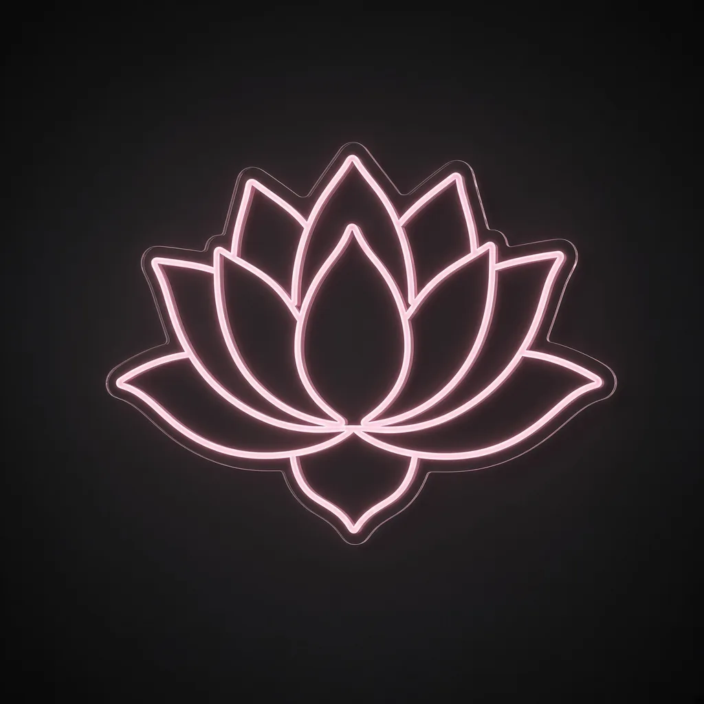 Néon LED Lotus Flower rose, sur plaque en acrylique transparent découpée à la forme