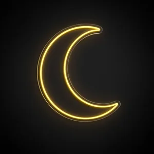 Néon LED Moon jaune chaud, sur plaque en acrylique transparent découpée à la forme
