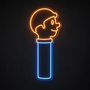 Néon LED Pez Dispenser orange et bleu neon, sur plaque en acrylique transparent découpée à la forme