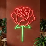 Néon LED Red Rose allumé, mis en situation dans un intérieur