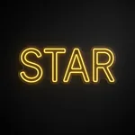 Néon LED Star jaune chaud, sur plaque en acrylique transparent découpée à la forme