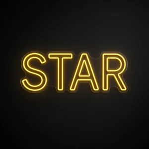 Néon LED Star jaune chaud, sur plaque en acrylique transparent découpée à la forme