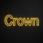 Néon LED The Crown jaune chaud, sur plaque en acrylique transparent découpée à la forme
