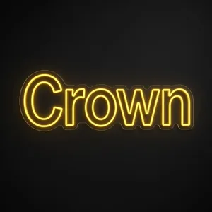 Néon LED The Crown jaune chaud, sur plaque en acrylique transparent découpée à la forme
