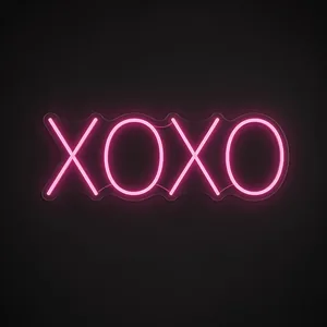 Neon LED XOXO (róż) na przezroczystej płycie akrylowej wyciętej po konturze