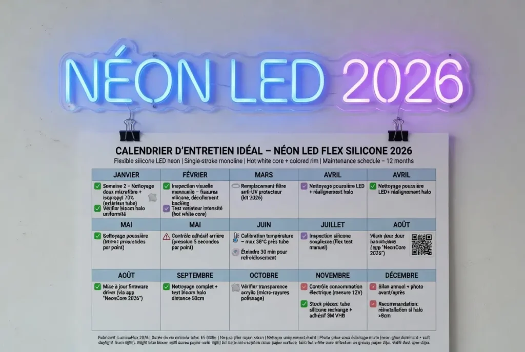 calendrier d'entretien pour néon LED en 2026
