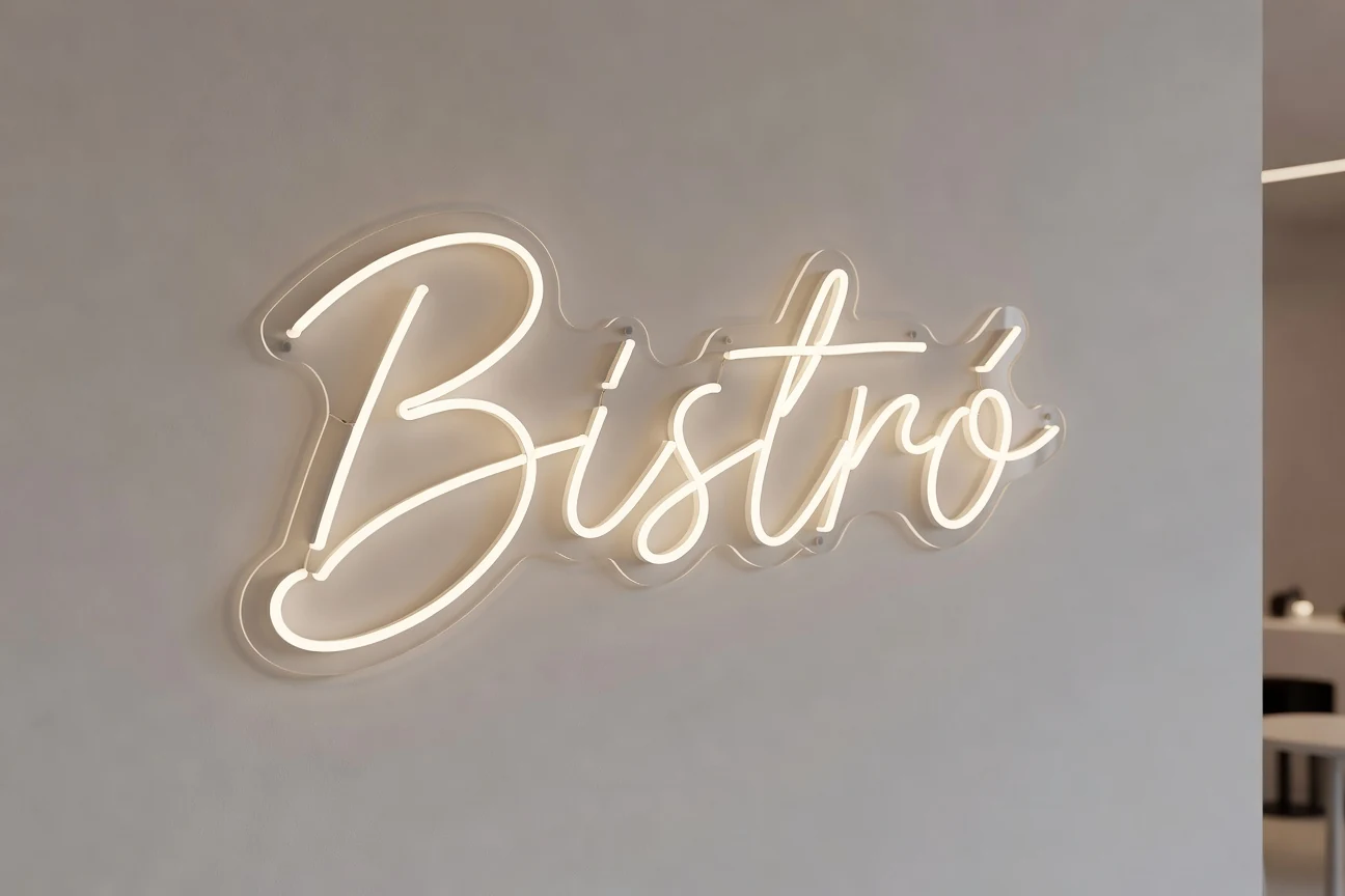Neón gas tradicional rojo en un bistro patrimonial español