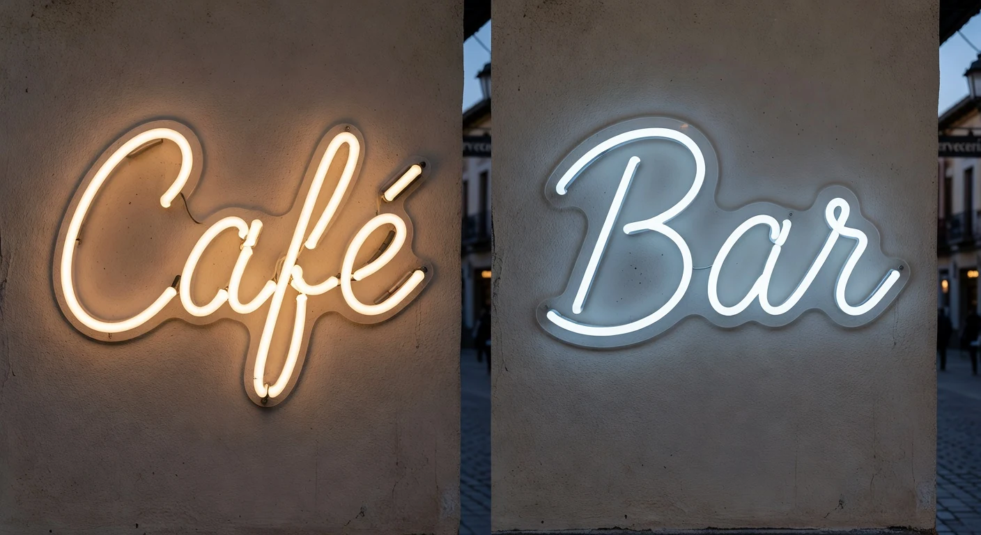 Diferencia entre neón gas y LED, comparación visual moderna