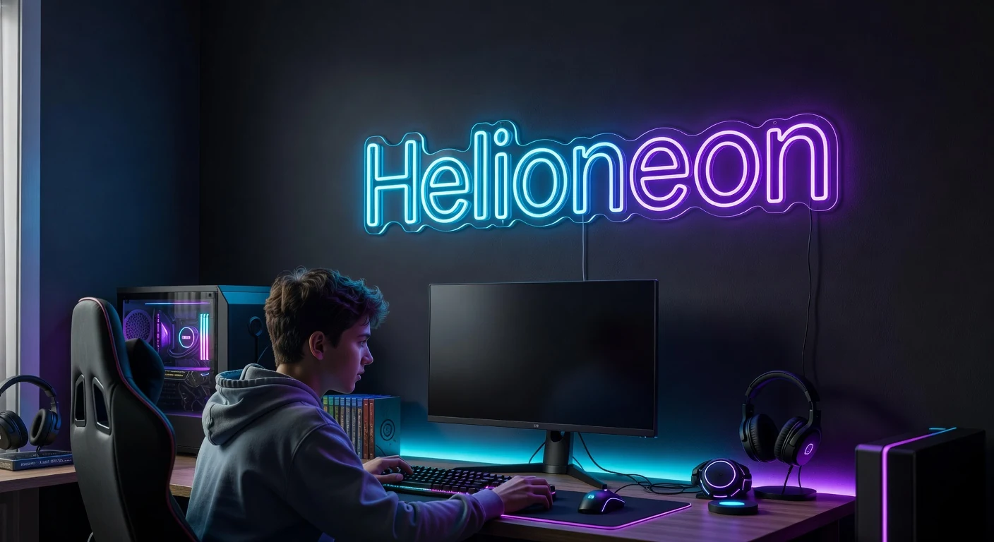 Décorer chambre ado néon LED gaming cyan violet derrière écran