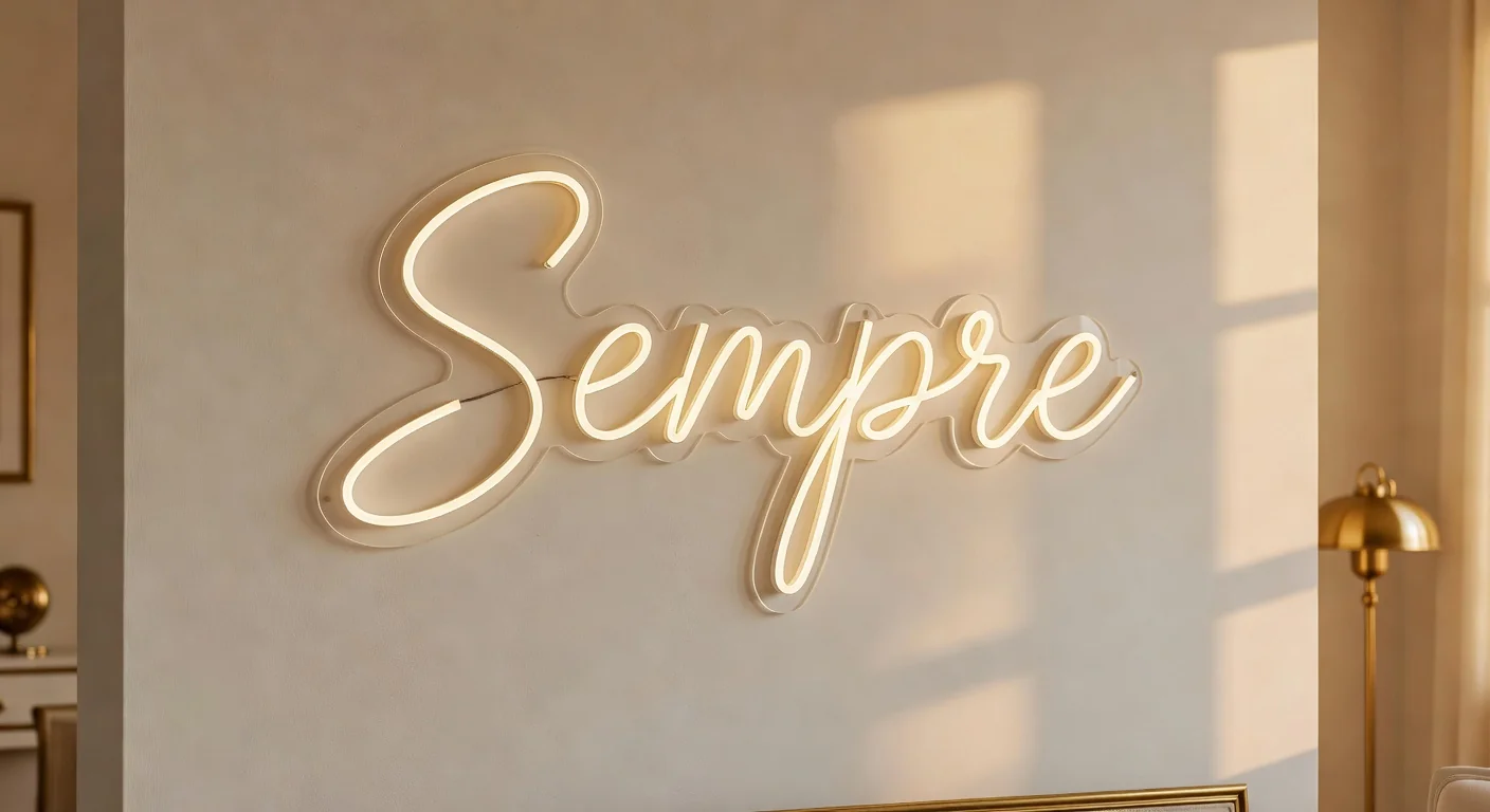 Neon LED Sempre che simboleggia la longevità di 100 000 ore
