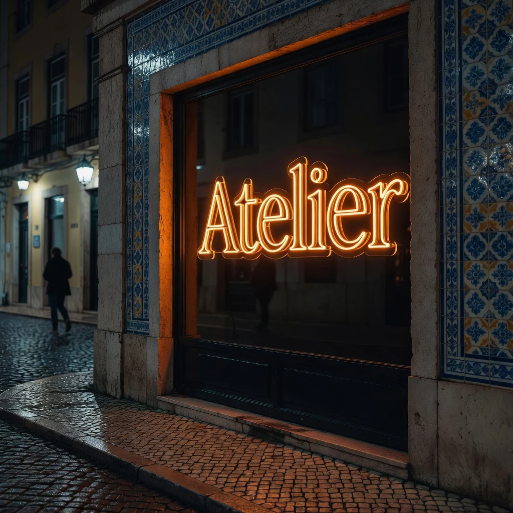 Artesão a moldar um letreiro neon personalizado no atelier