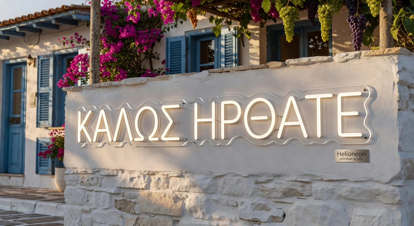 Neon LED Καλώς ήρθατε σε τοίχο ταβέρνας στην Αθήνα