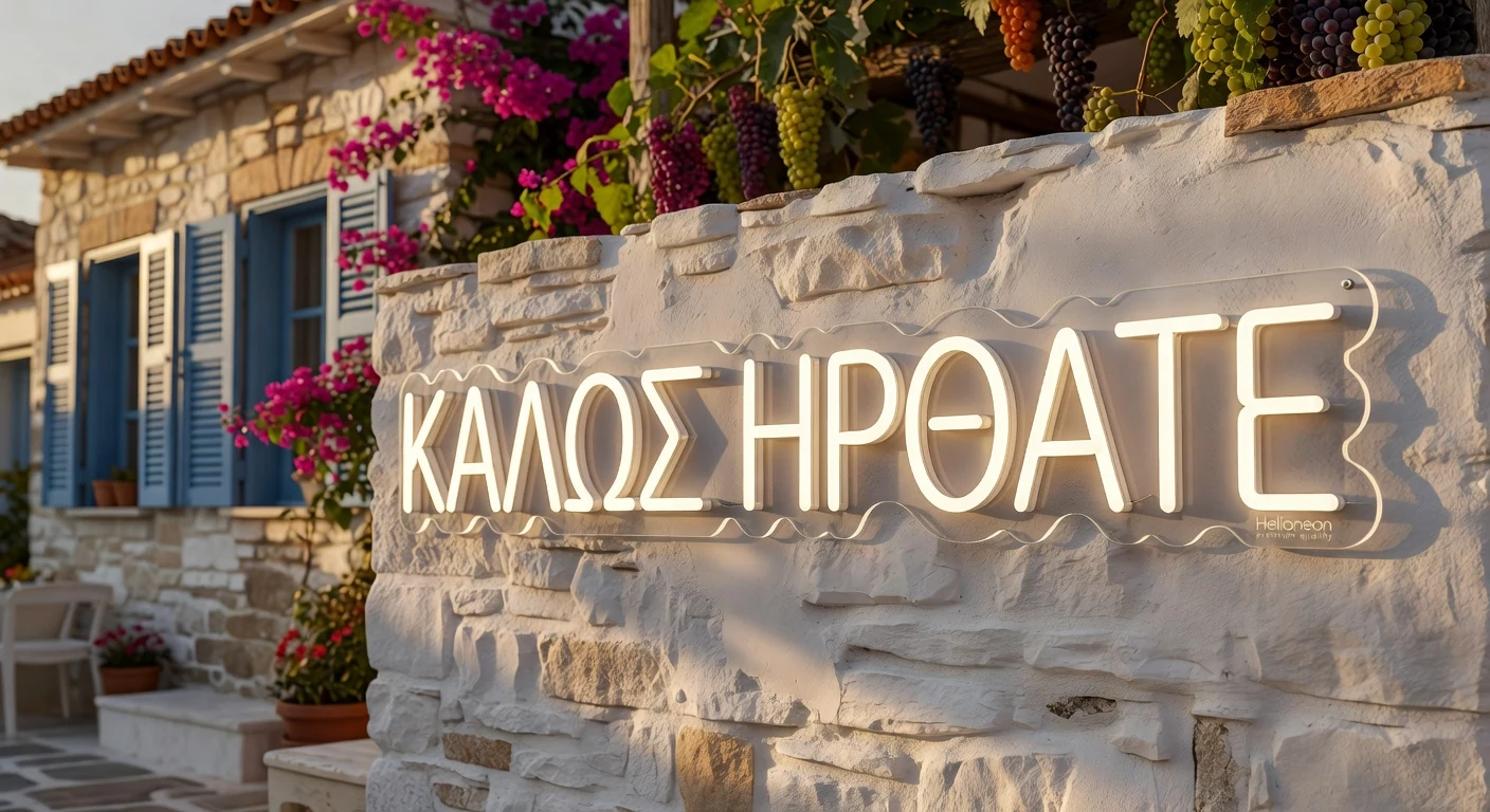 Neon LED Καλώς ήρθατε σε τοίχο ταβέρνας στην Αθήνα