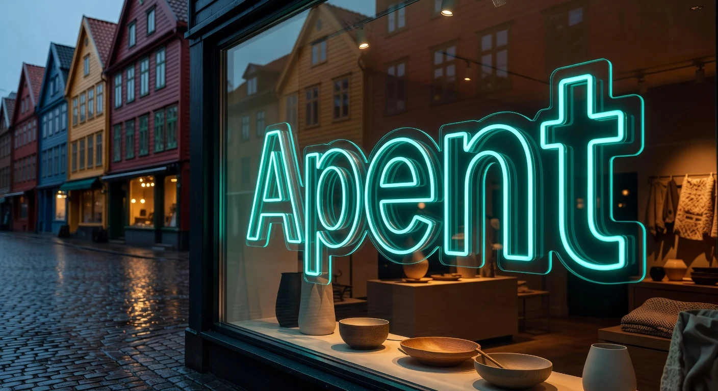 Håndverker former et neonskilt på arbeidsbenken i verkstedet