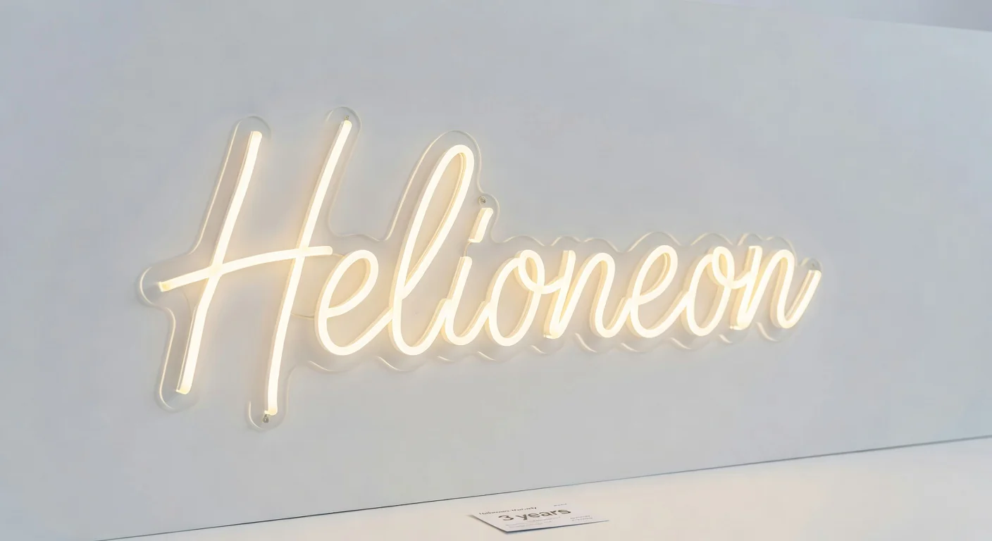 LED neon sign with Helioneon 3-year warranty card