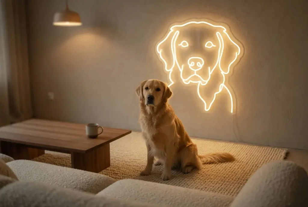 Néon personnalisé à l'image d'un chien de compagnie