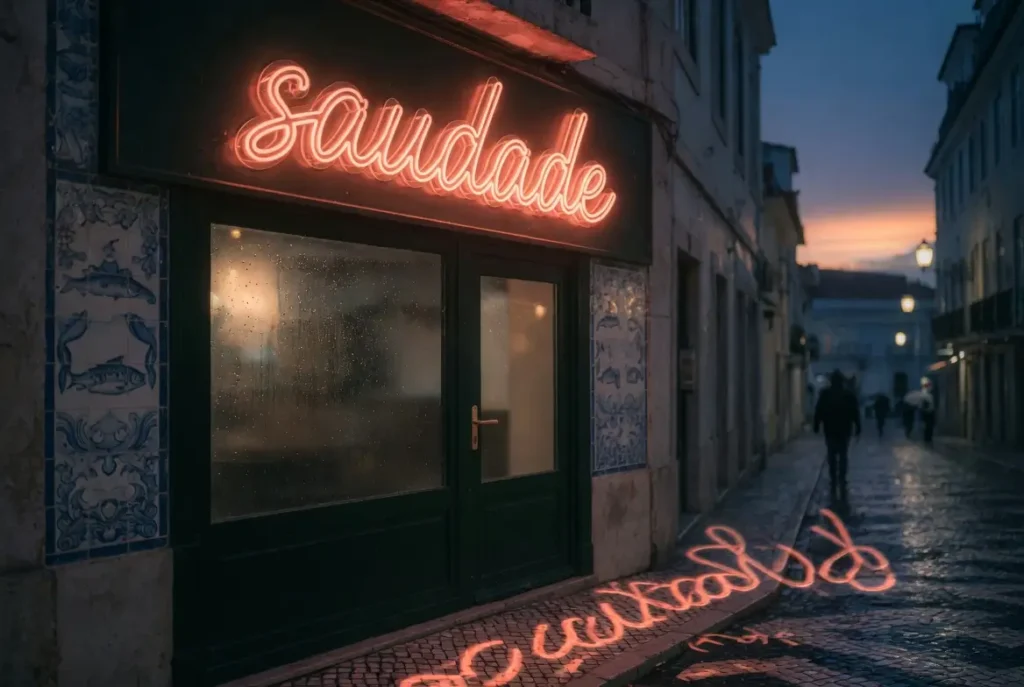 Letreiro neon LED de exterior com grau IP65 numa fachada de pastelaria em Lisboa ao anoitecer, exemplo de instalação Helioneon