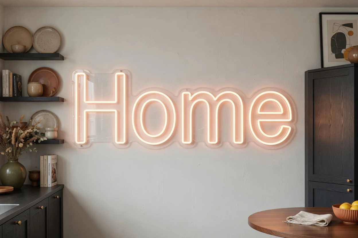 Led neon bord binnen of buiten afbeelding
