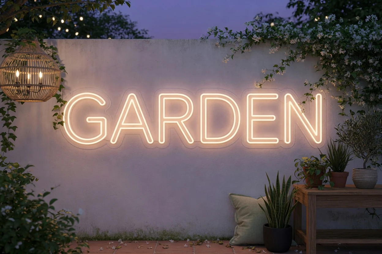 Led neon bord binnen of buiten afbeelding