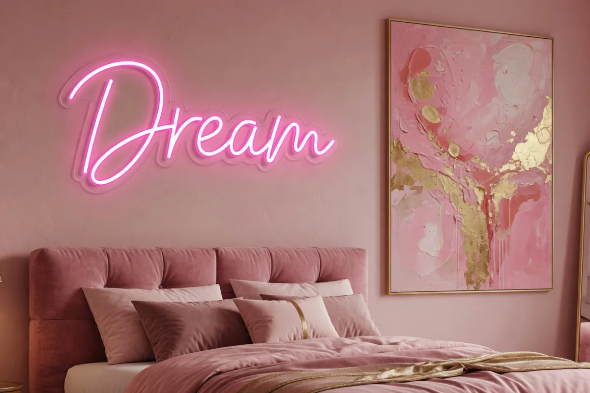Neon LED ophangen aan de muur afbeelding