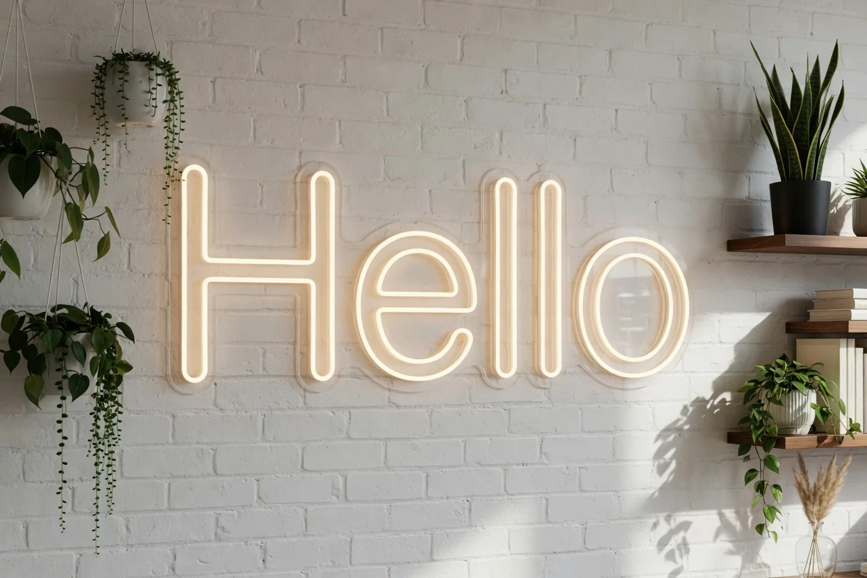 Neon LED ophangen aan de muur afbeelding