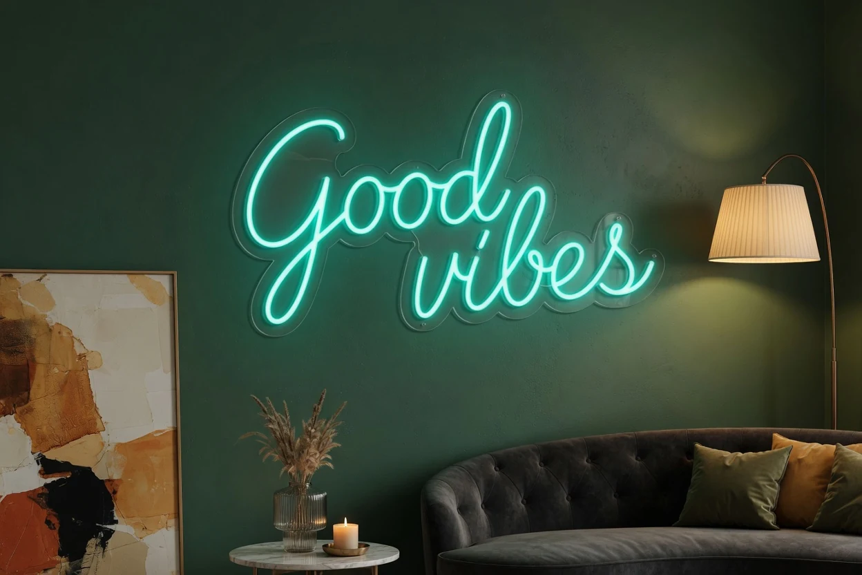Neon LED ophangen aan de muur afbeelding