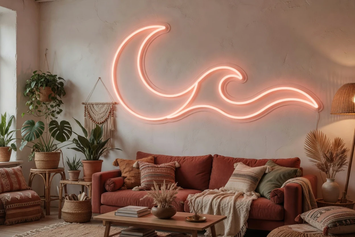 Néon LED dans un salon moderne