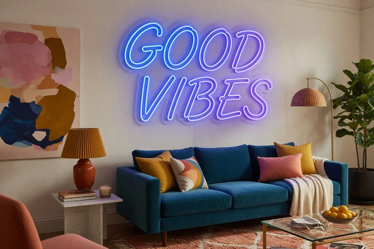Néon LED dans un salon moderne
