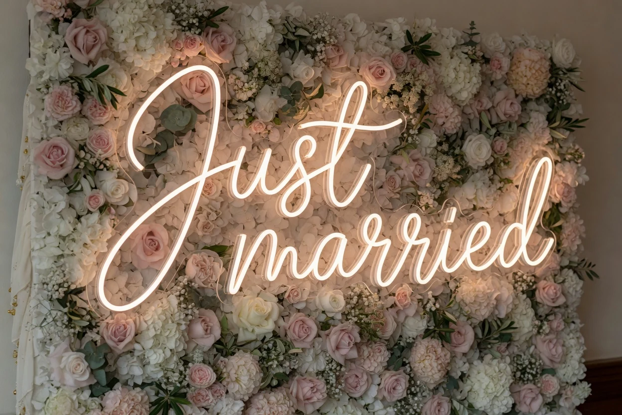 Scritta neon per matrimonio, guida completa con 50 idee immagine