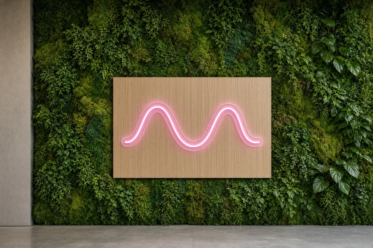 Pflanzenwand mit Neon: der komplette Deko-Guide