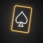 Néon LED Ace of Spades jaune chaud et blanc froid, sur plaque en acrylique transparent découpée à la forme